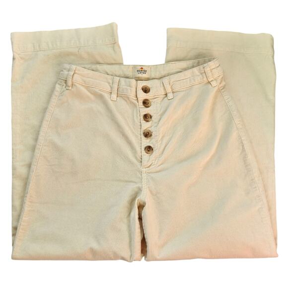 Marine Layer Bridget Exposed Button Crop Wide Leg Corduroy Pants US 14 - Picture 3 of 10